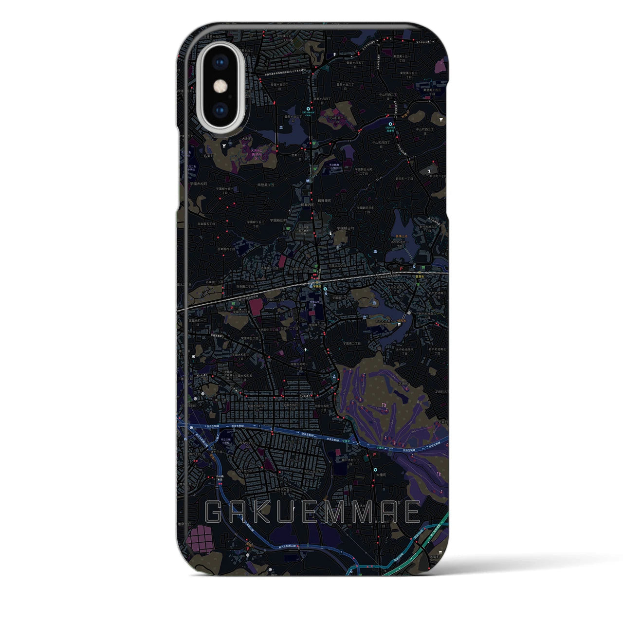 【学園前(奈良県)】地図柄iPhoneケース(バックカバータイプ)