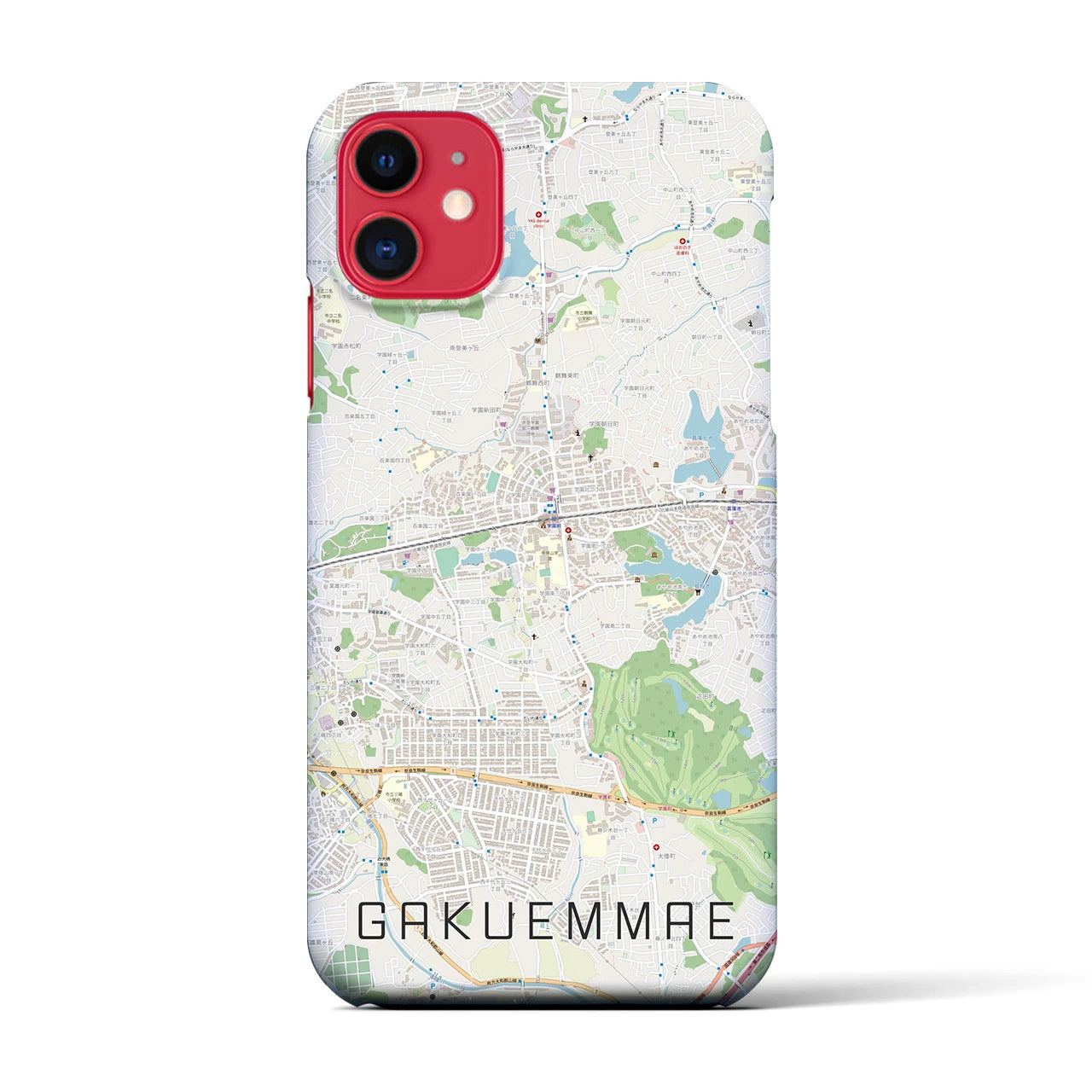 【学園前(奈良県)】地図柄iPhoneケース(バックカバータイプ)