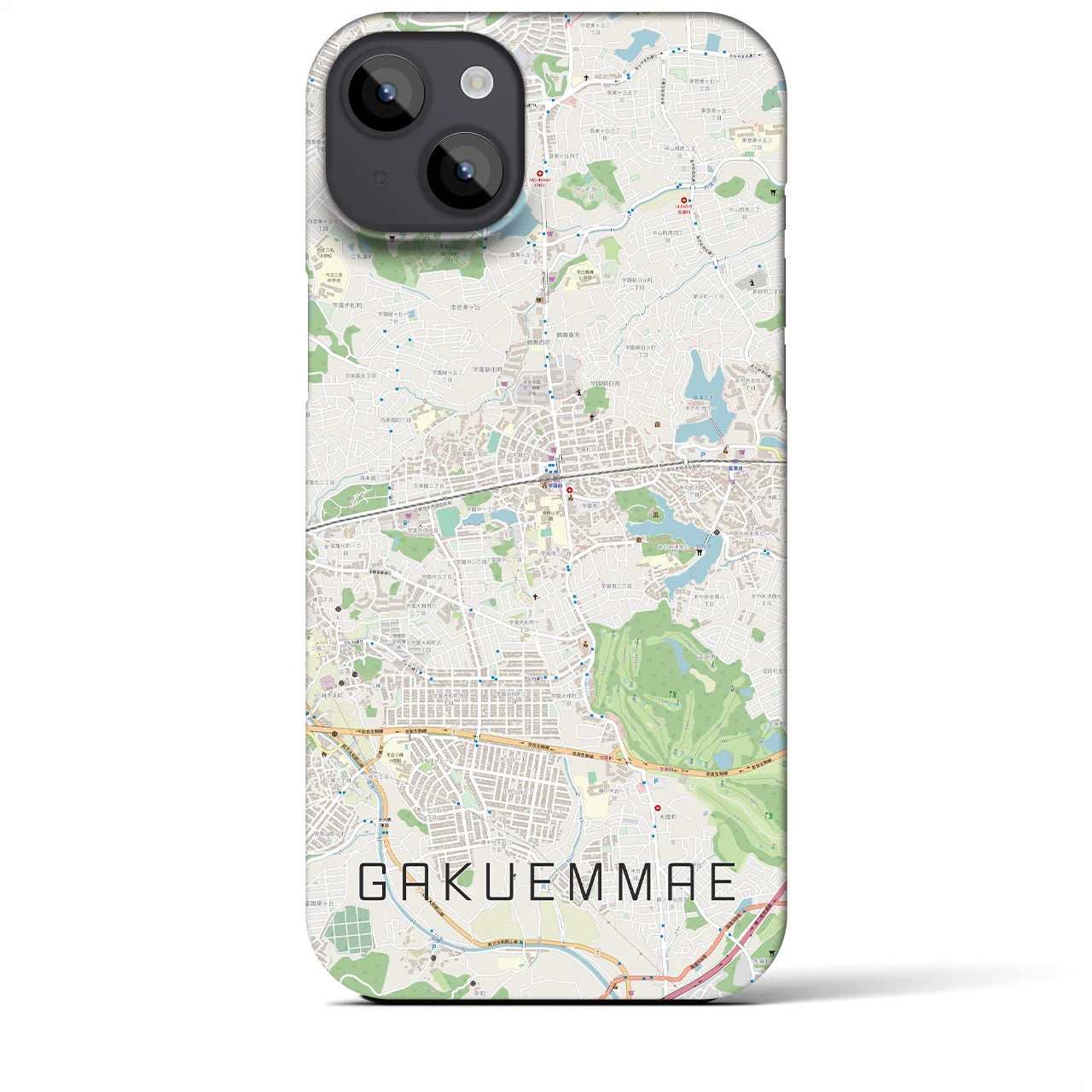 【学園前(奈良県)】地図柄iPhoneケース(バックカバータイプ)