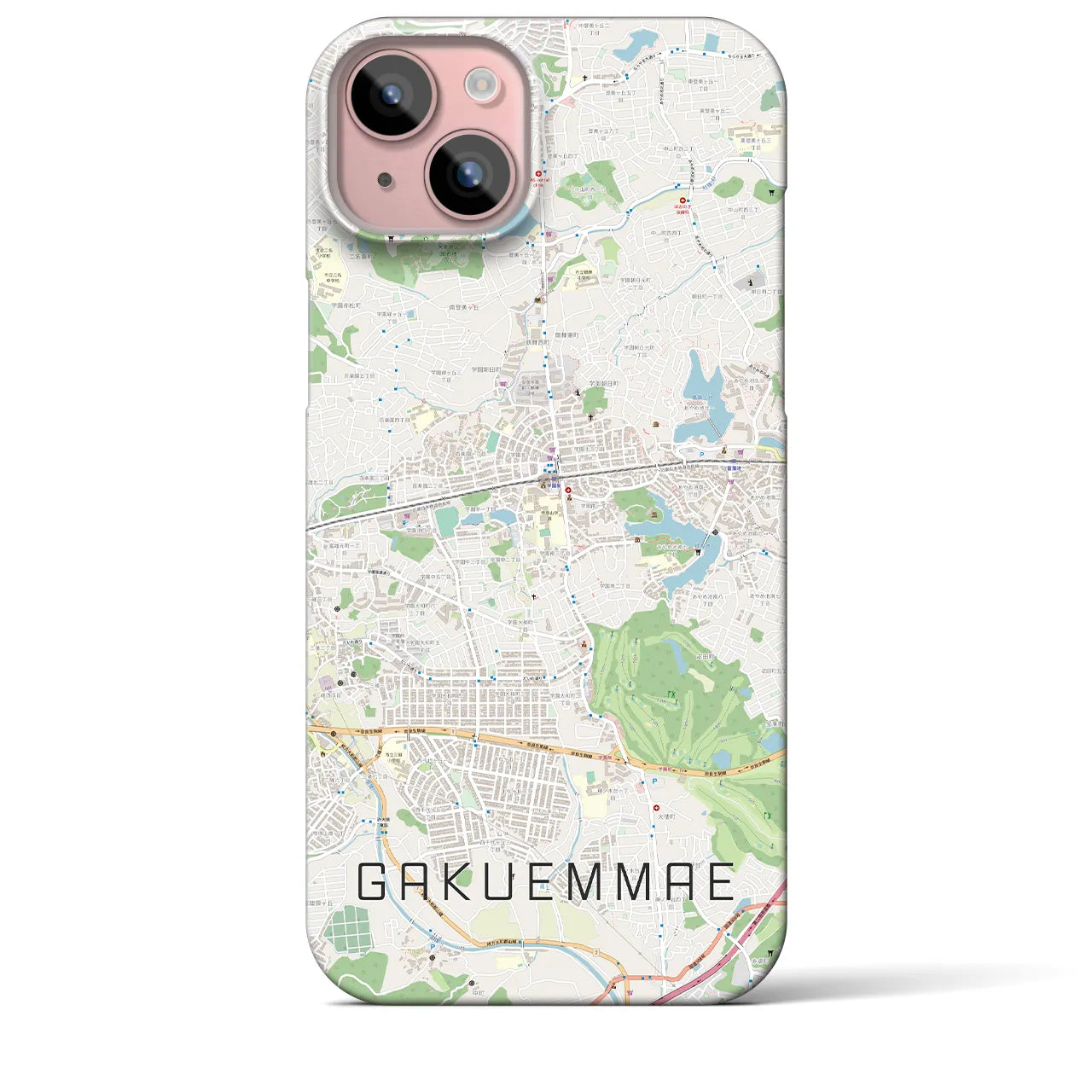 【学園前(奈良県)】地図柄iPhoneケース(バックカバータイプ)
