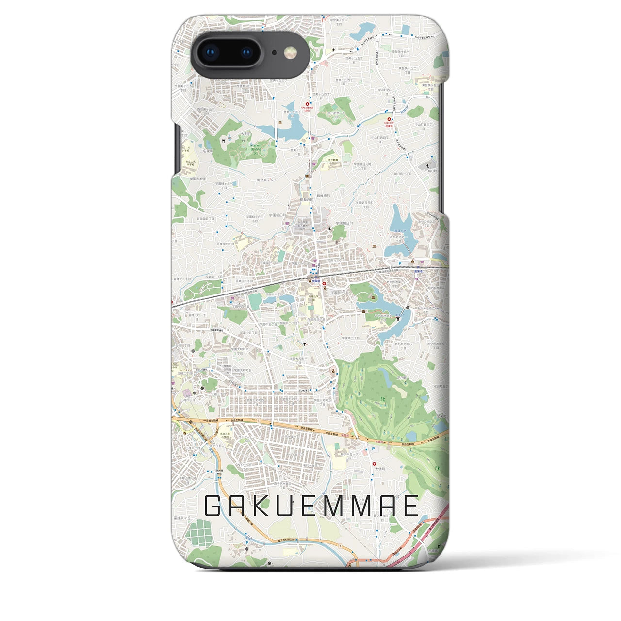 【学園前(奈良県)】地図柄iPhoneケース(バックカバータイプ)