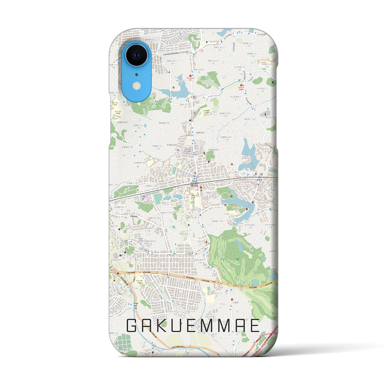 【学園前(奈良県)】地図柄iPhoneケース(バックカバータイプ)