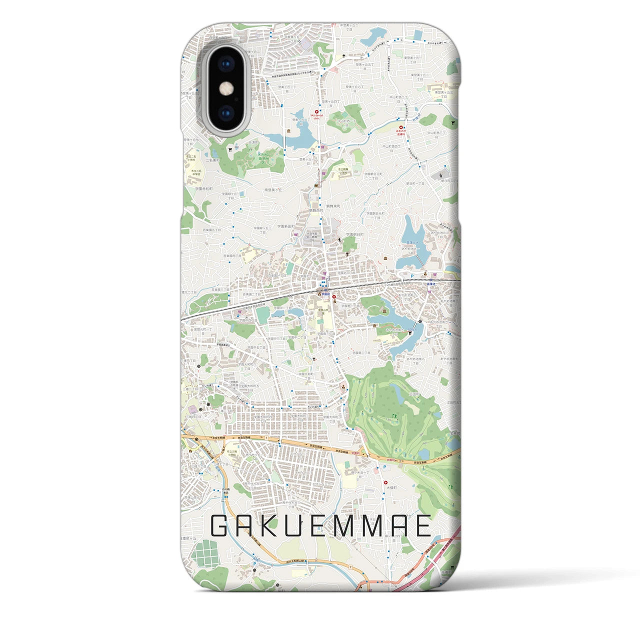 【学園前(奈良県)】地図柄iPhoneケース(バックカバータイプ)