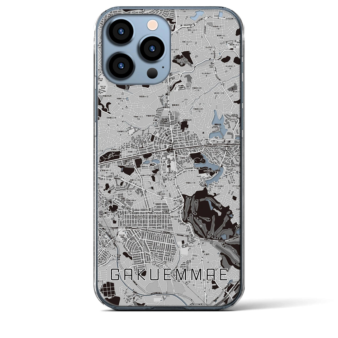 【学園前(奈良県)】地図柄iPhoneケース(クリアタイプ)