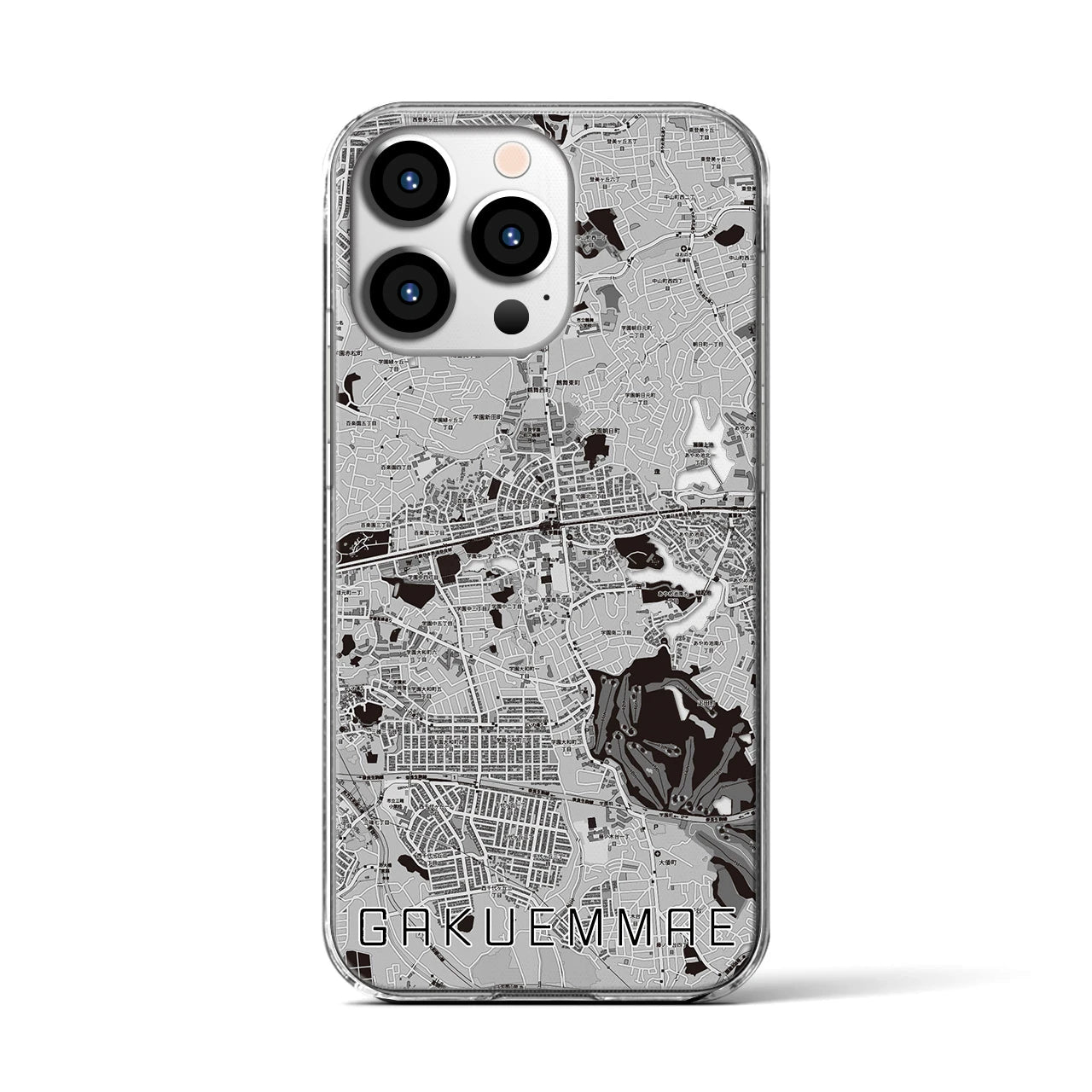 【学園前(奈良県)】地図柄iPhoneケース(クリアタイプ)