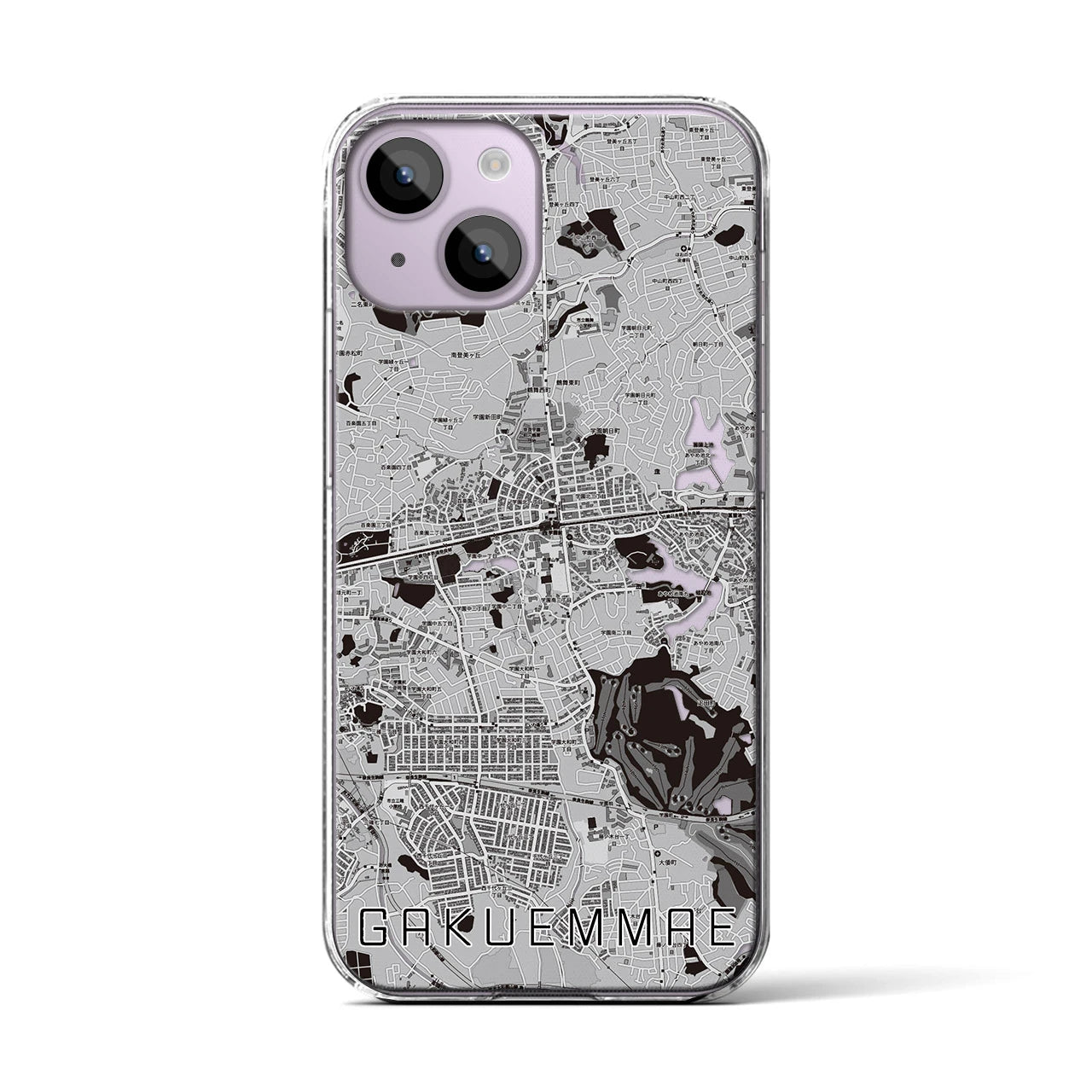 【学園前(奈良県)】地図柄iPhoneケース(クリアタイプ)