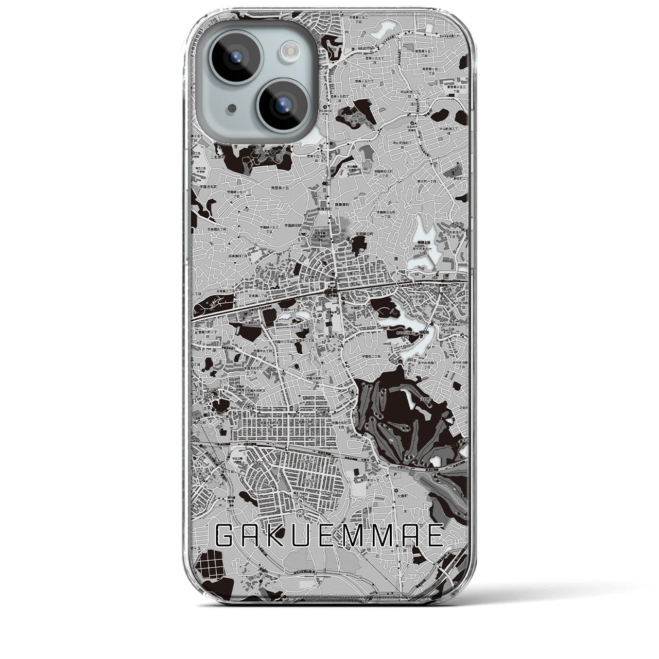 【学園前(奈良県)】地図柄iPhoneケース(クリアタイプ)