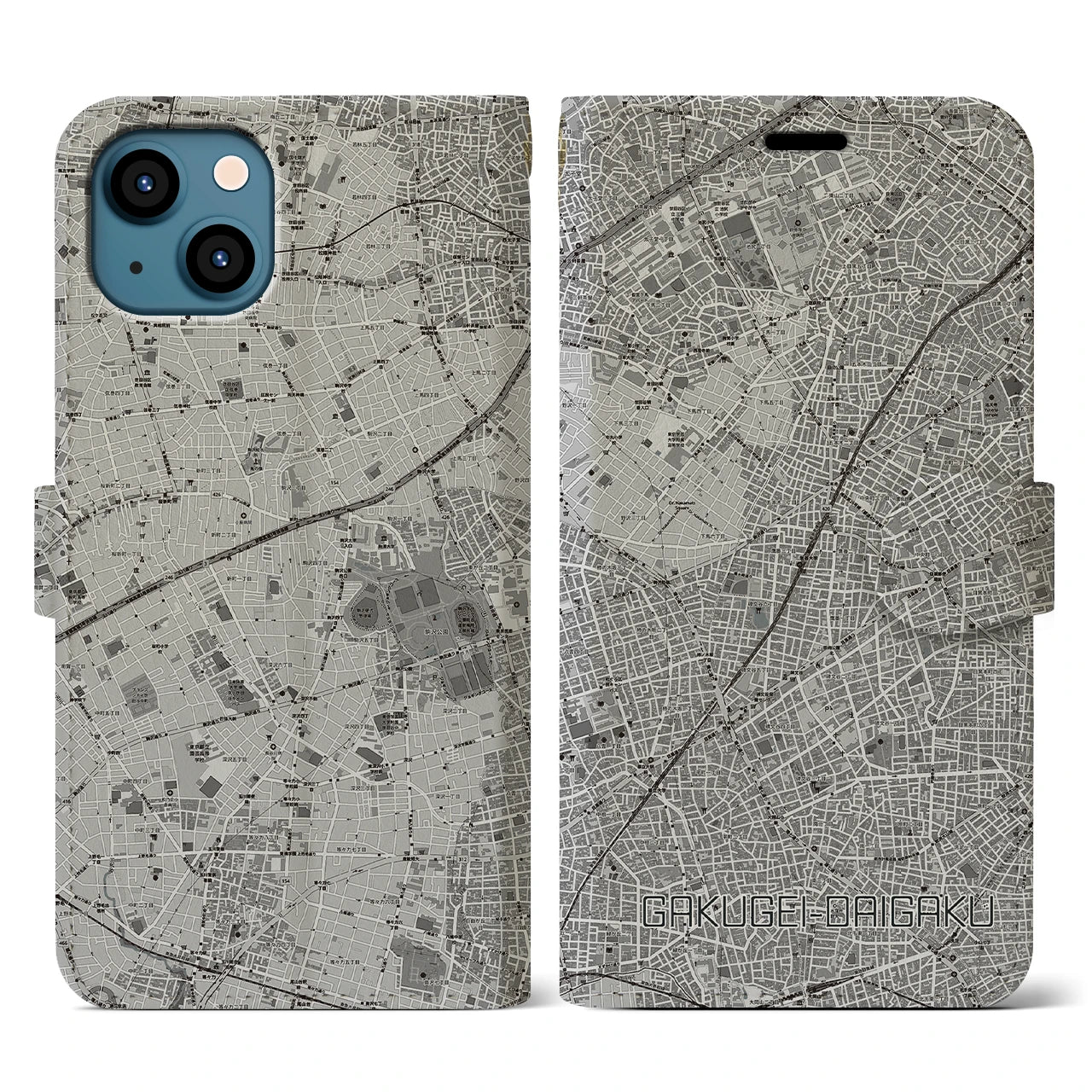 【学芸大学(東京都)】地図柄iPhoneケース(手帳タイプ)