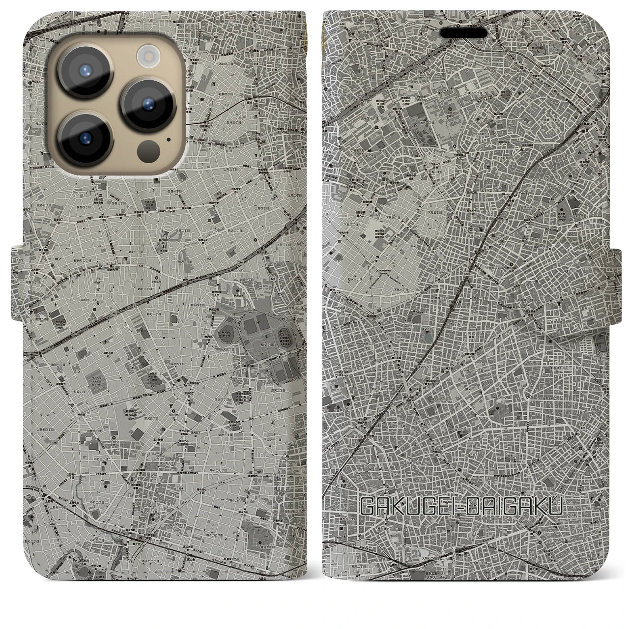 【学芸大学(東京都)】地図柄iPhoneケース(手帳タイプ)