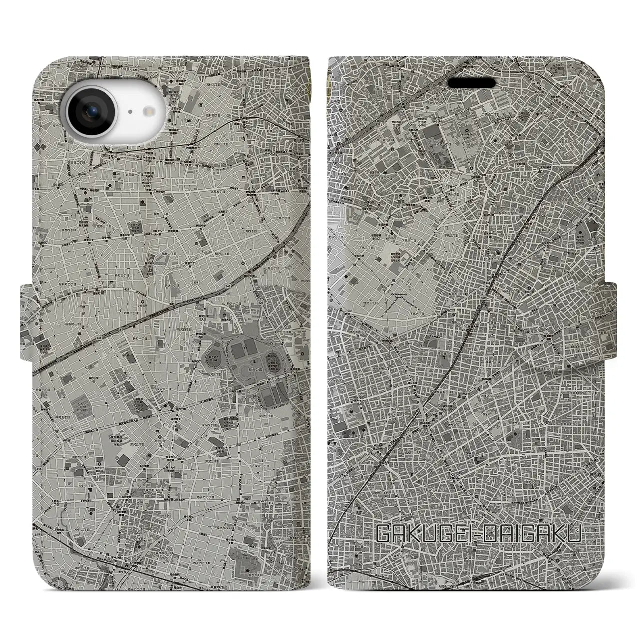 【学芸大学(東京都)】地図柄iPhoneケース(手帳タイプ)