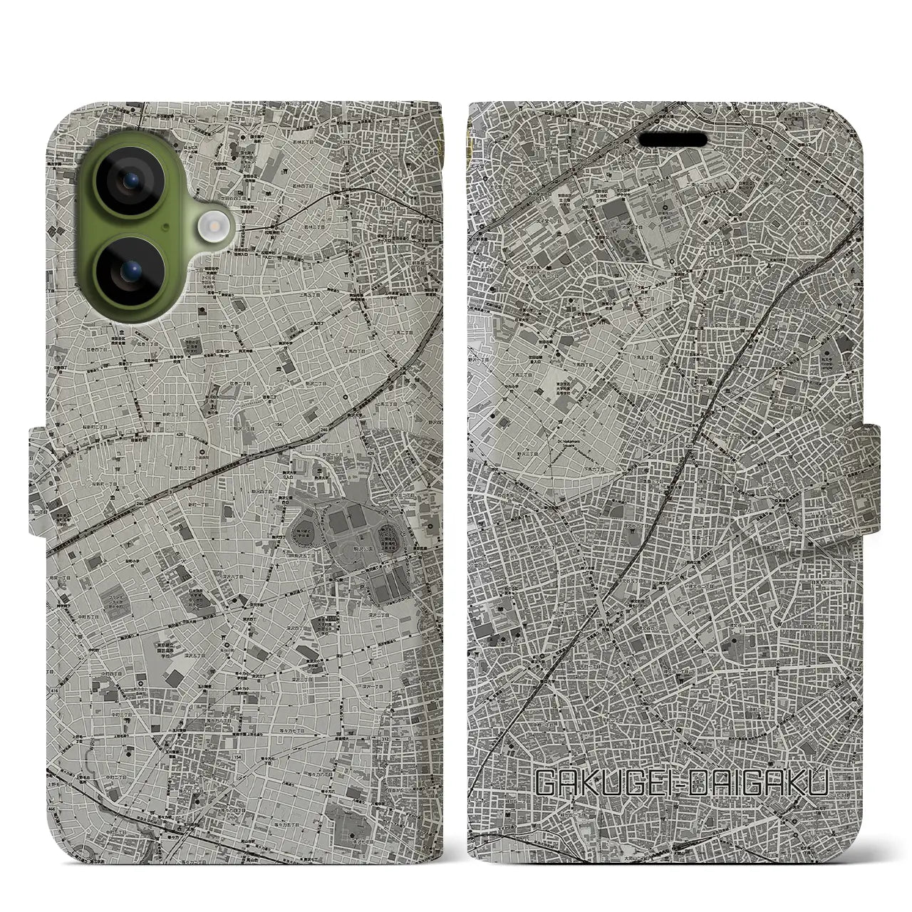 【学芸大学(東京都)】地図柄iPhoneケース(手帳タイプ)