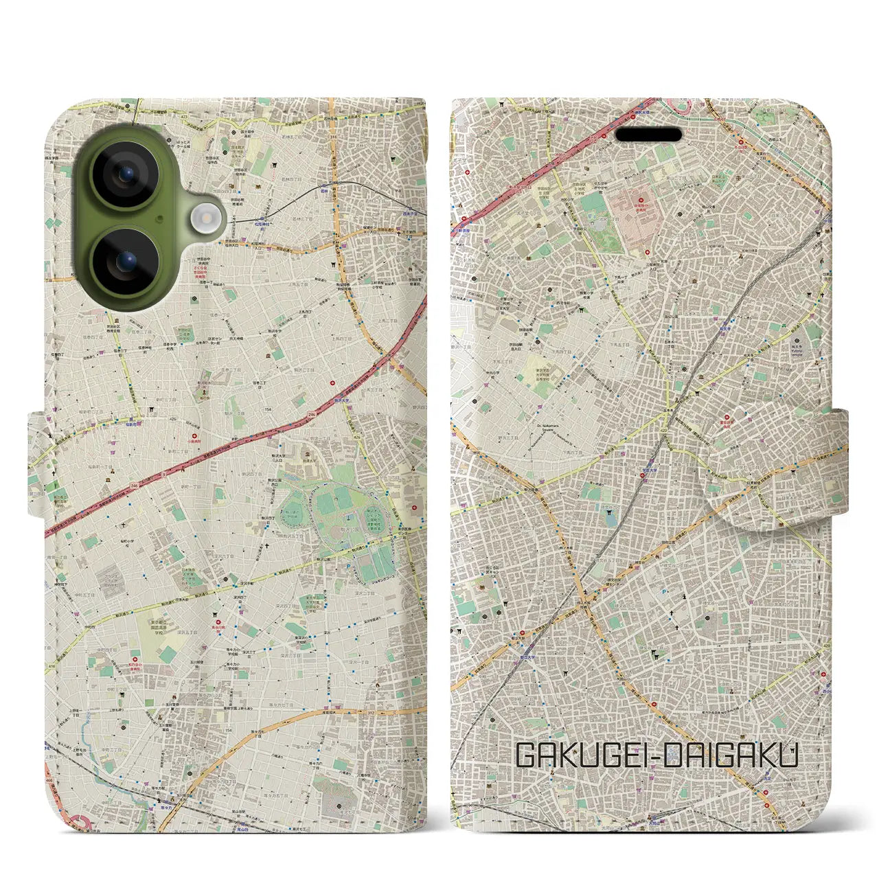 【学芸大学(東京都)】地図柄iPhoneケース(手帳タイプ)