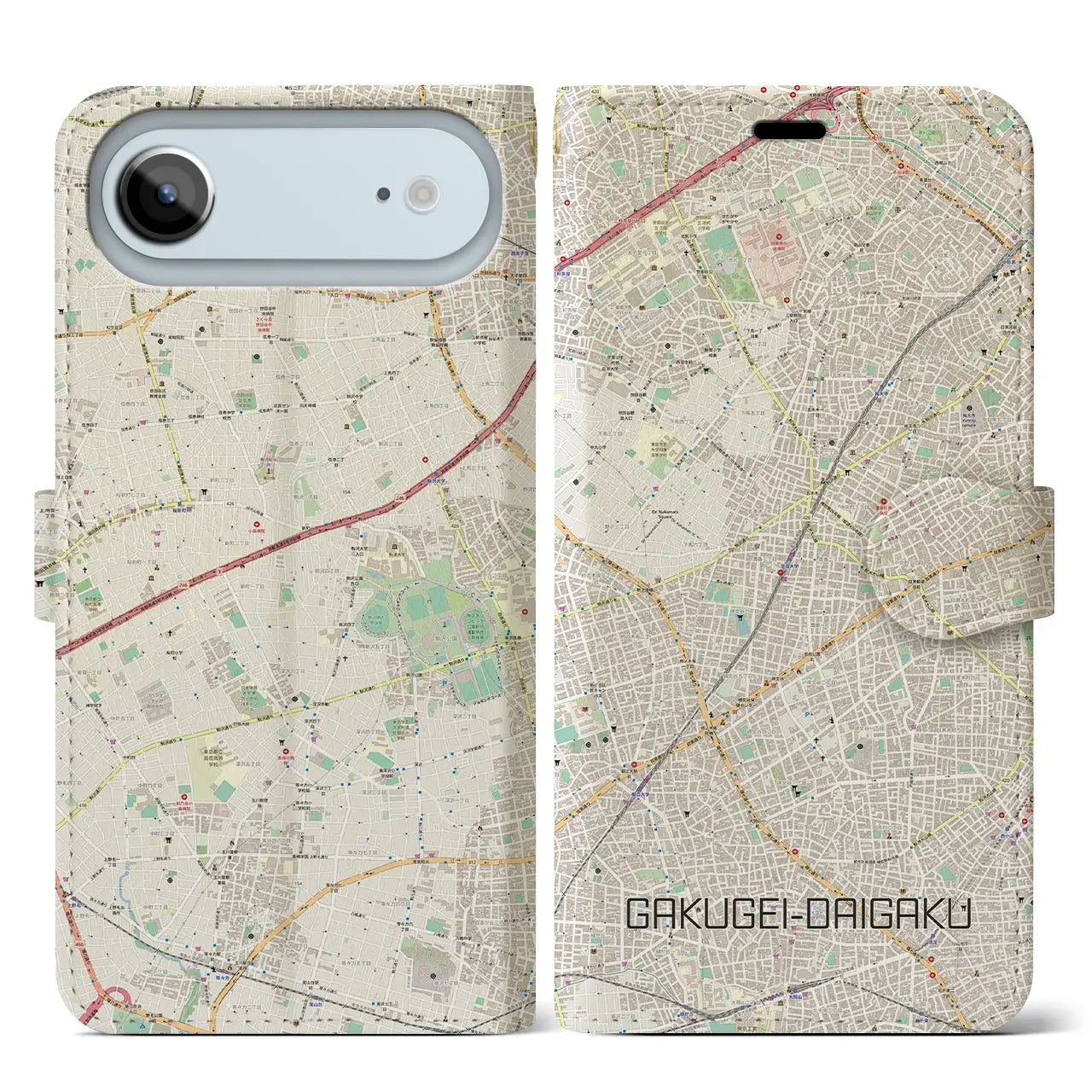 【学芸大学(東京都)】地図柄iPhoneケース(手帳タイプ)