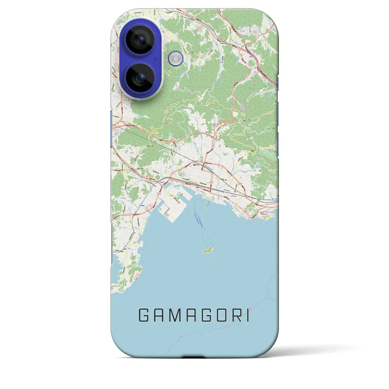 【蒲郡(愛知県)】地図柄iPhoneケース(バックカバータイプ)ブラック・iPhone 16 Pro Max 用