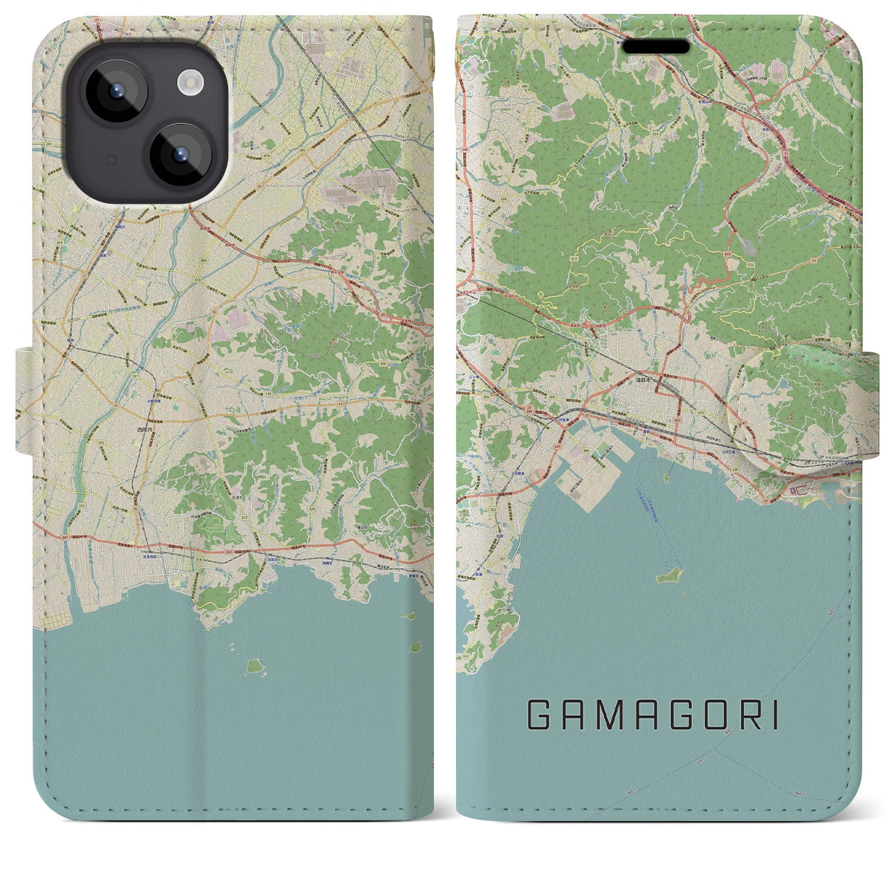 【蒲郡(愛知県)】地図柄iPhoneケース(手帳タイプ)