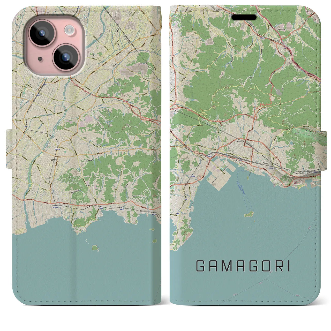 【蒲郡(愛知県)】地図柄iPhoneケース(手帳タイプ)