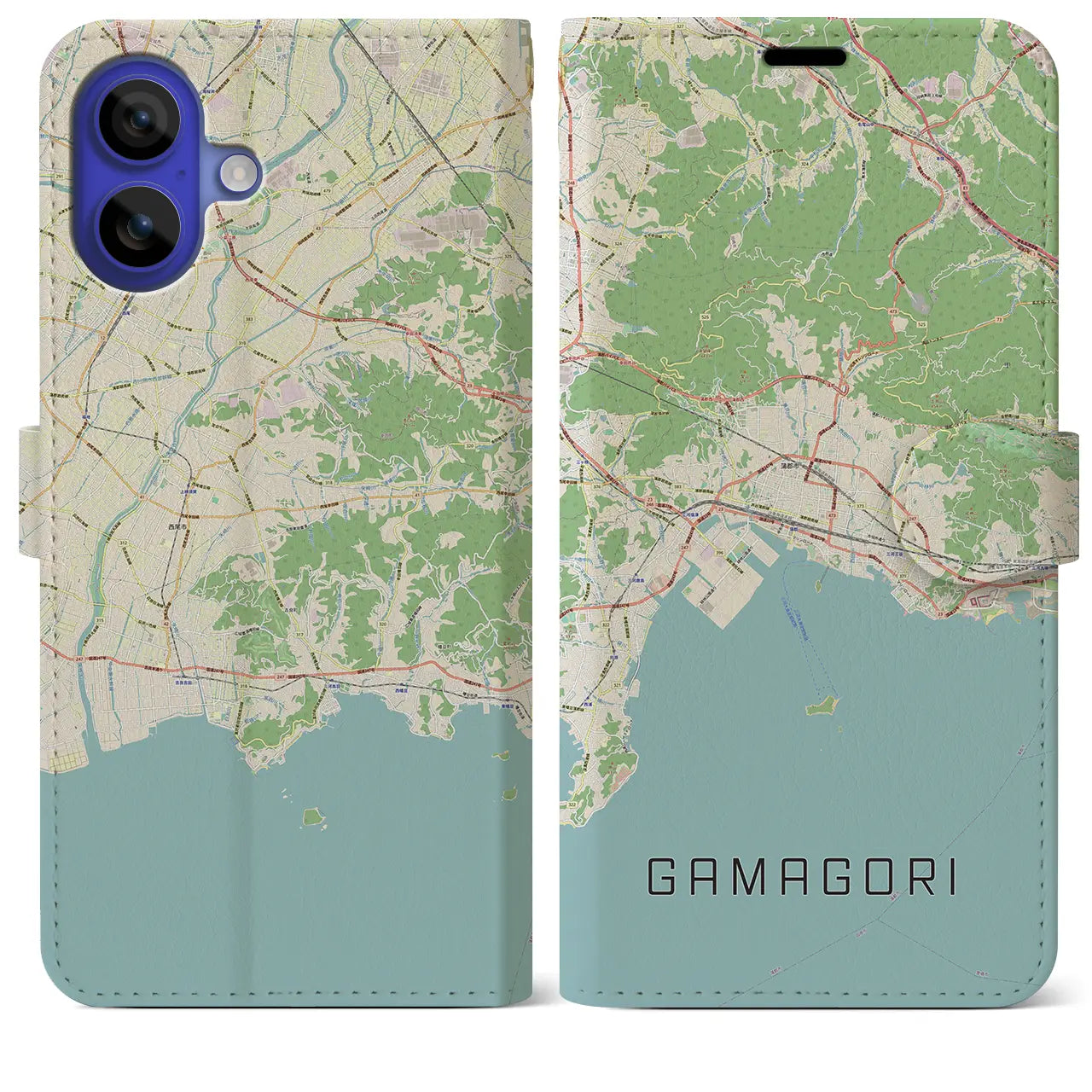 【蒲郡(愛知県)】地図柄iPhoneケース(手帳タイプ)ナチュラル・iPhone 16 Pro Max 用