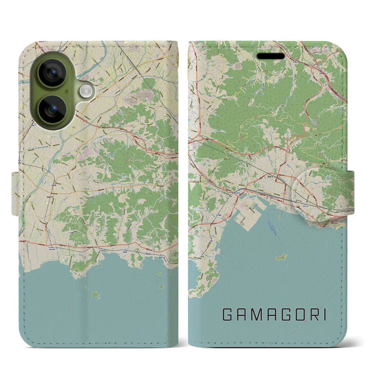 【蒲郡(愛知県)】地図柄iPhoneケース(手帳タイプ)