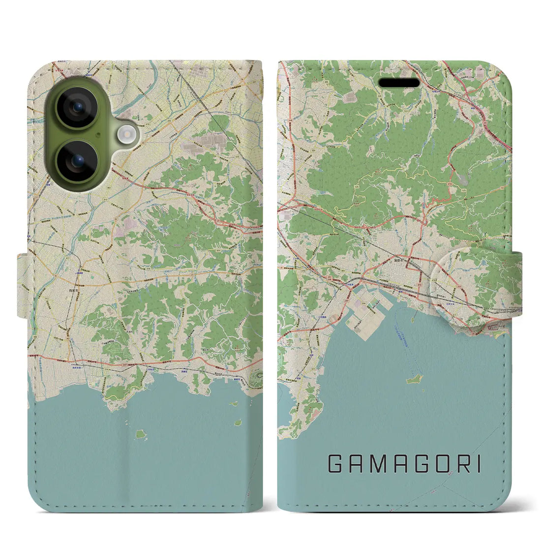 【蒲郡(愛知県)】地図柄iPhoneケース(手帳タイプ)ナチュラル・iPhone 17 Pro Max 用