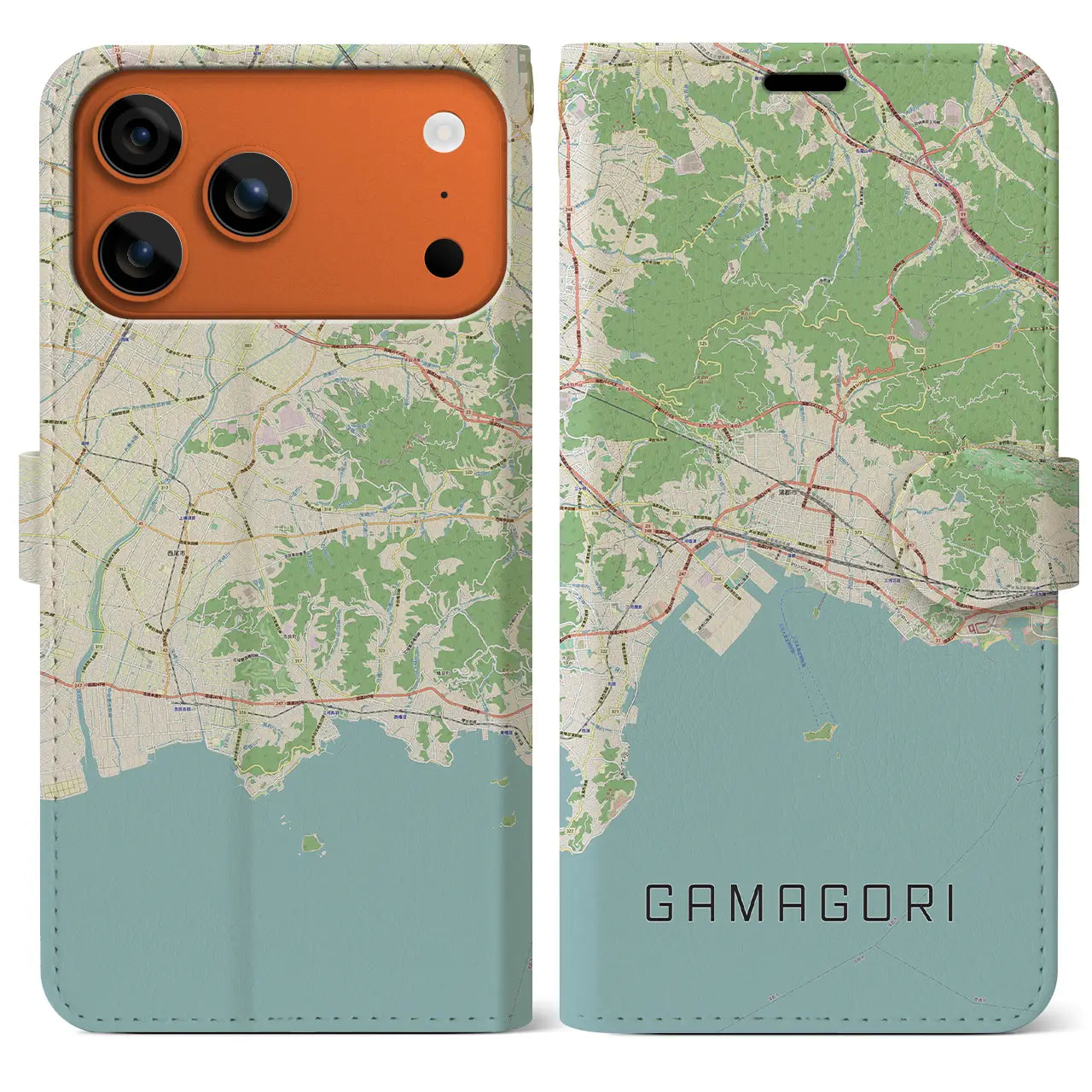 【蒲郡(愛知県)】地図柄iPhoneケース(手帳タイプ)