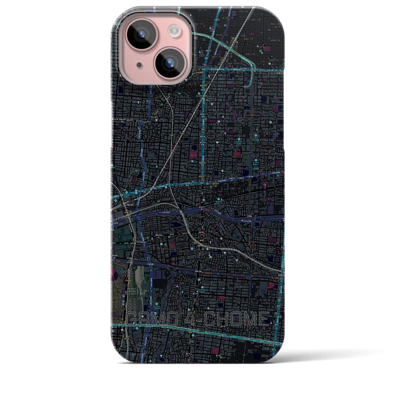 【蒲生四丁目(大阪府)】地図柄iPhoneケース(バックカバータイプ)