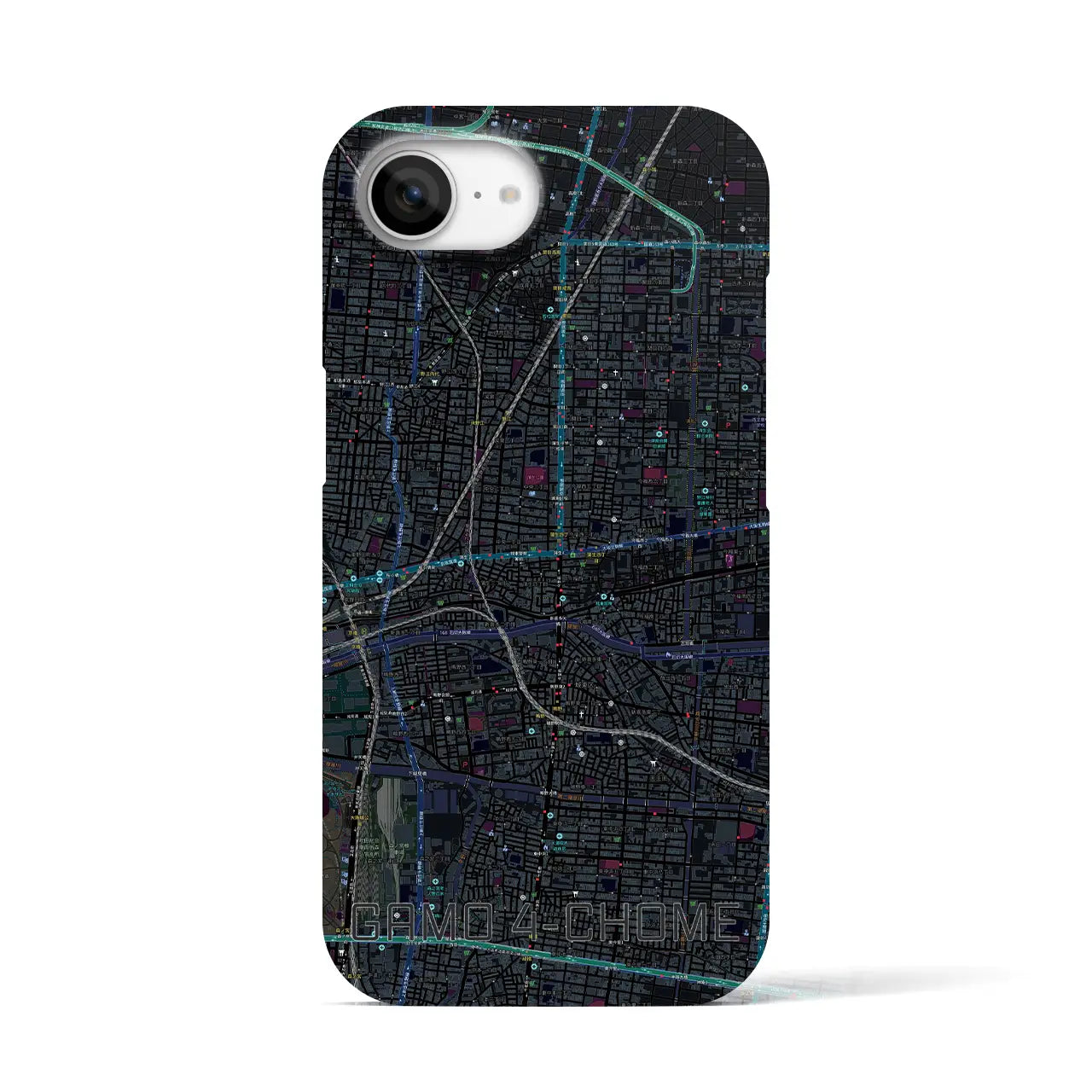【蒲生四丁目(大阪府)】地図柄iPhoneケース(バックカバータイプ)