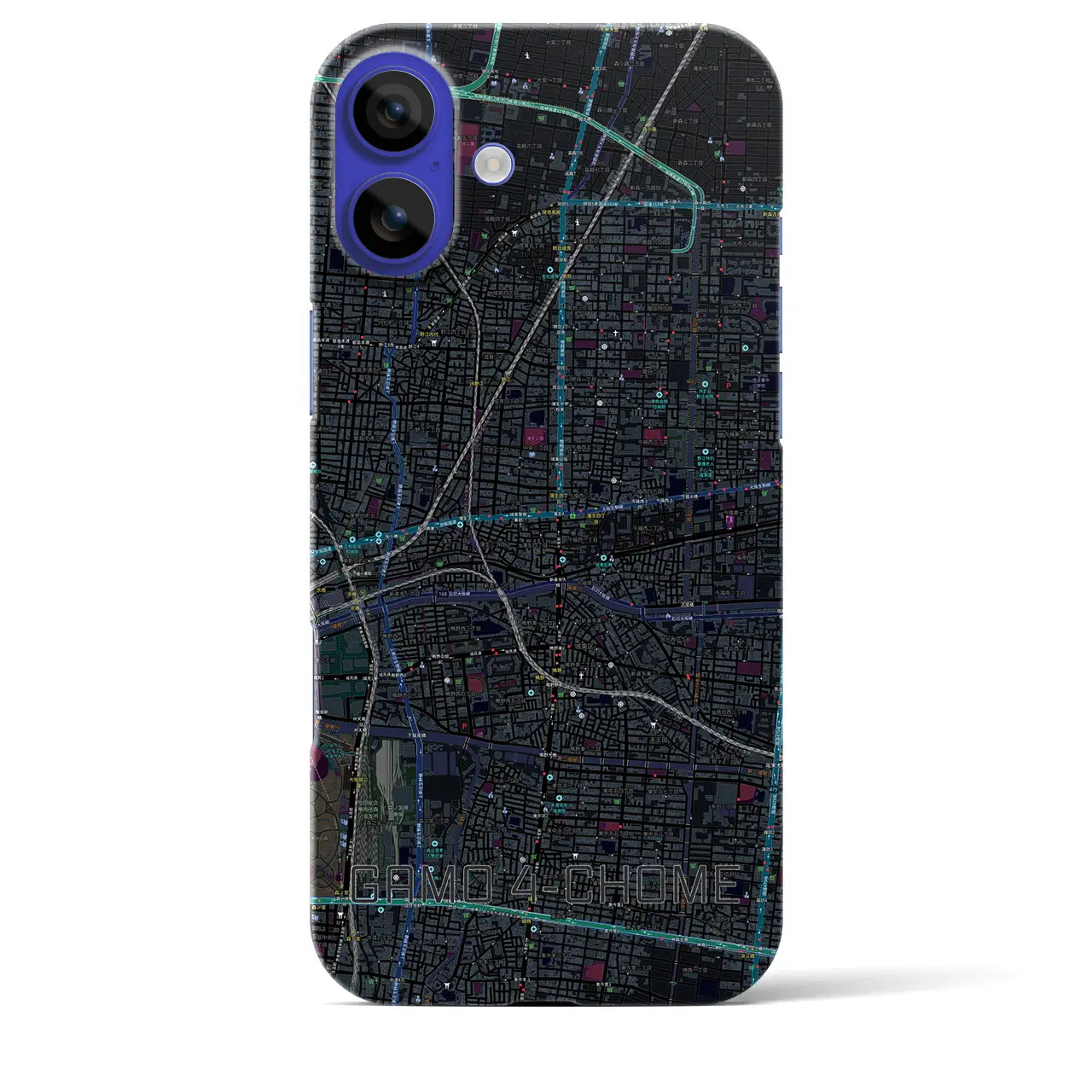 【蒲生四丁目(大阪府)】地図柄iPhoneケース(バックカバータイプ)