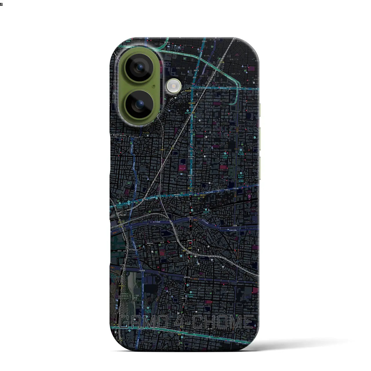 【蒲生四丁目(大阪府)】地図柄iPhoneケース(バックカバータイプ)