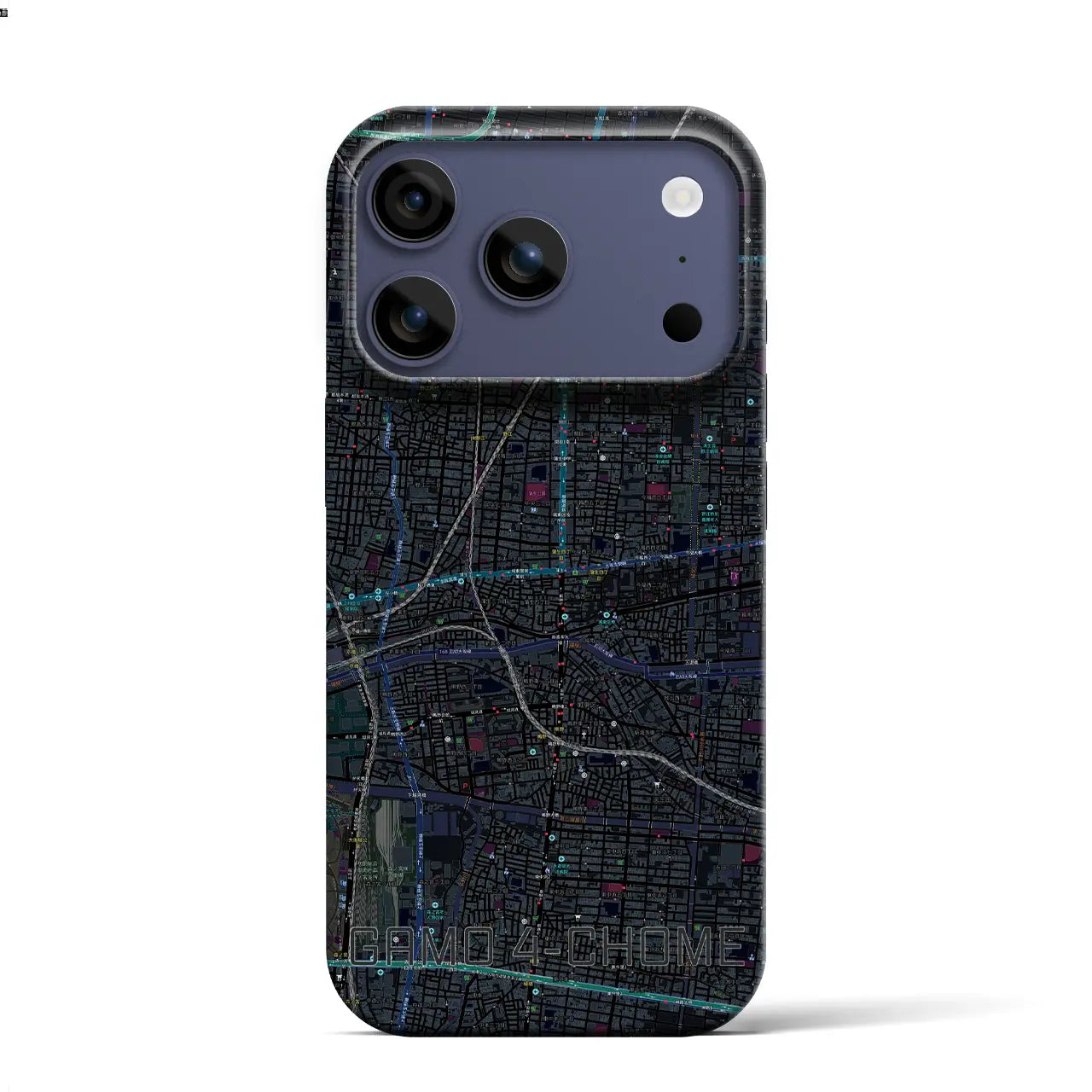 【蒲生四丁目(大阪府)】地図柄iPhoneケース(バックカバータイプ)