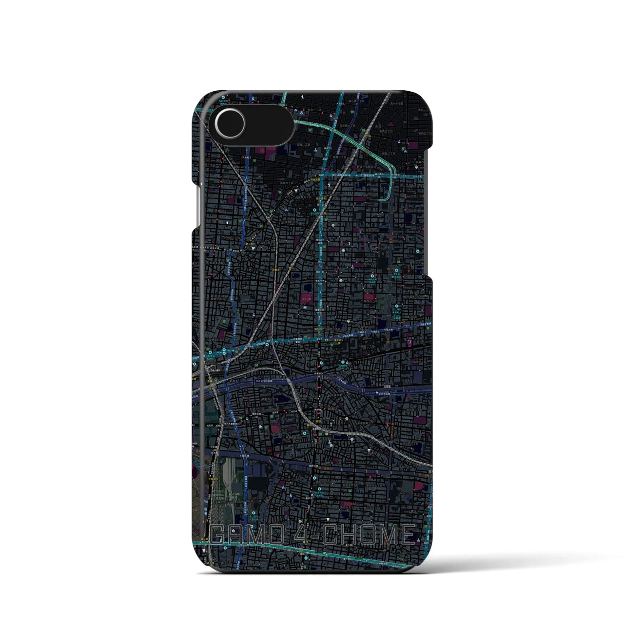 【蒲生四丁目(大阪府)】地図柄iPhoneケース(バックカバータイプ)