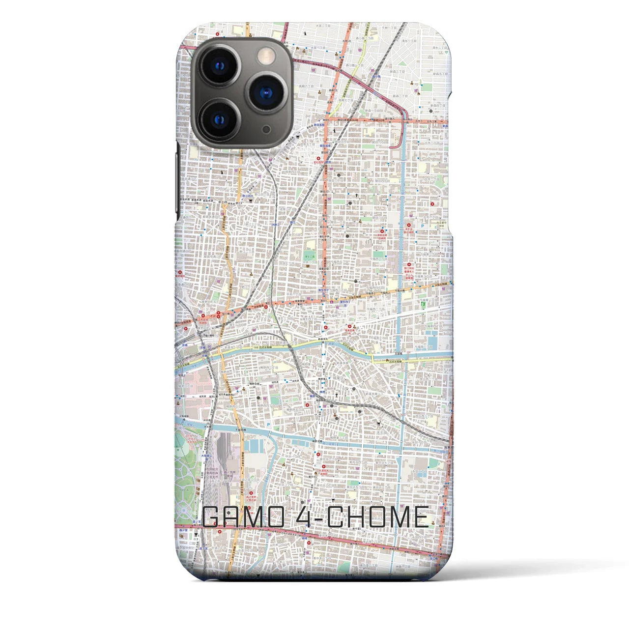 【蒲生四丁目(大阪府)】地図柄iPhoneケース(バックカバータイプ)