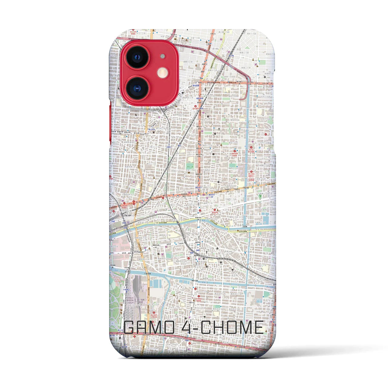 【蒲生四丁目(大阪府)】地図柄iPhoneケース(バックカバータイプ)