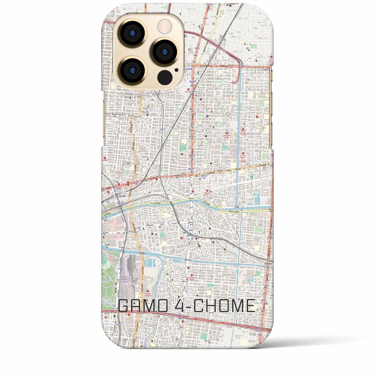 【蒲生四丁目(大阪府)】地図柄iPhoneケース(バックカバータイプ)