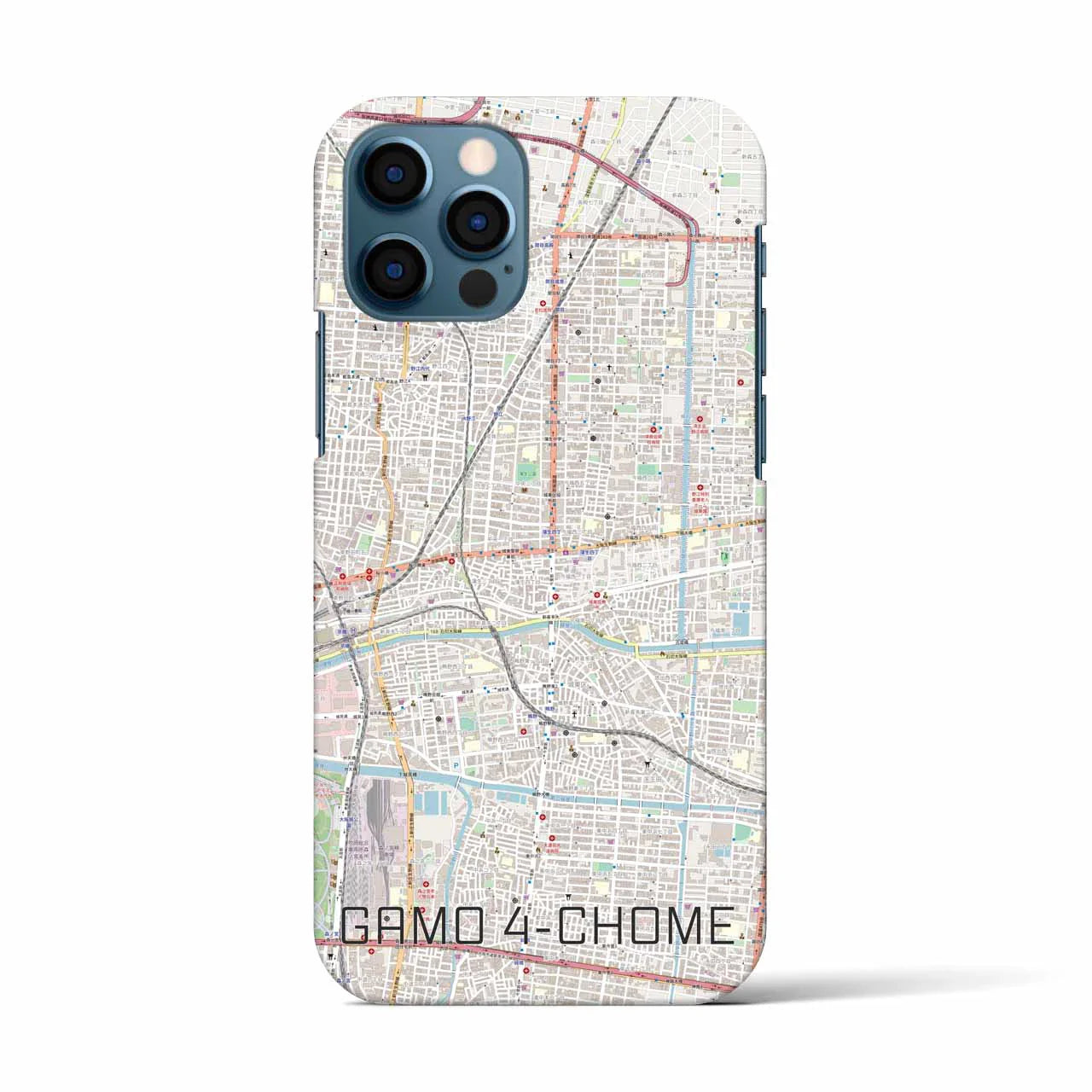 【蒲生四丁目(大阪府)】地図柄iPhoneケース(バックカバータイプ)
