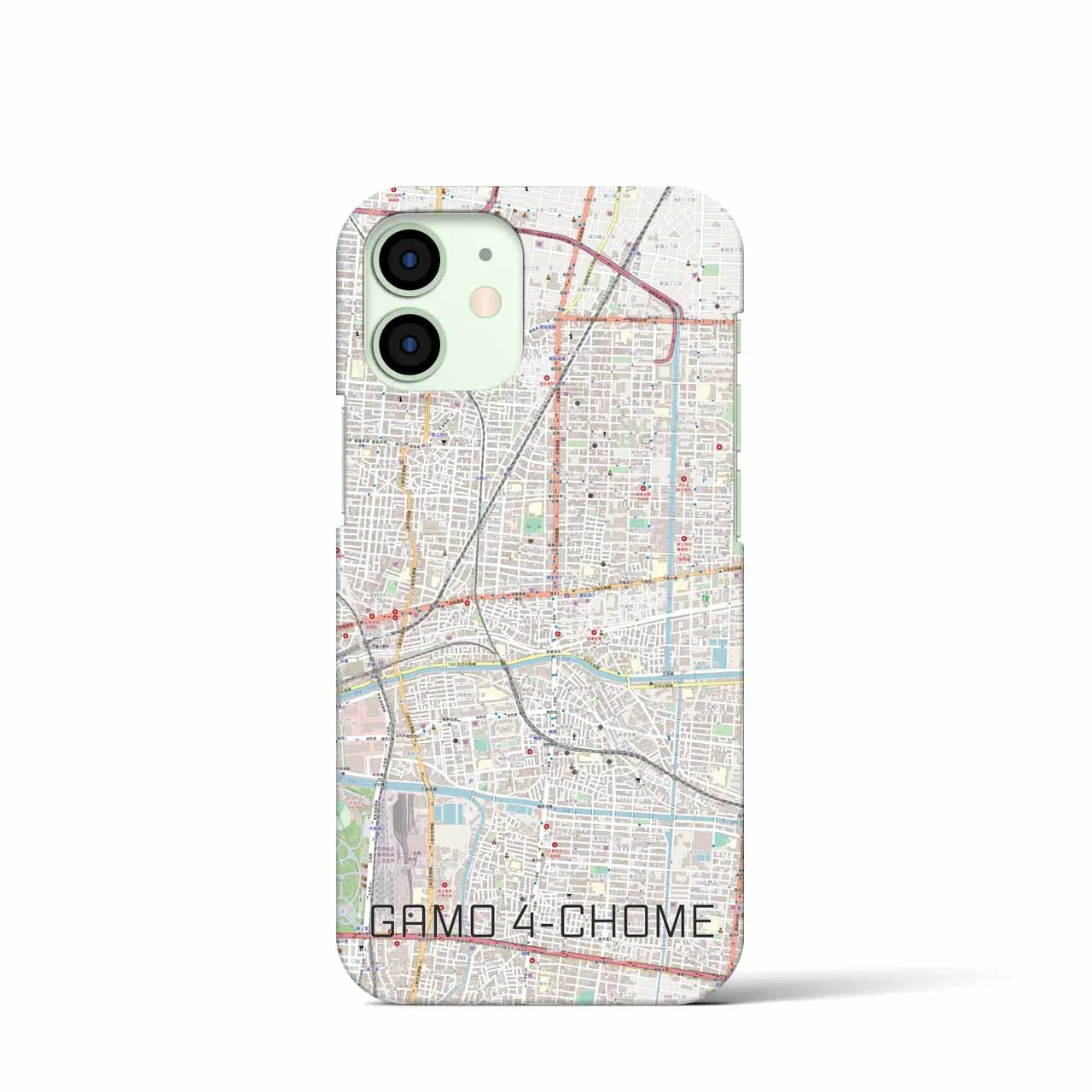 【蒲生四丁目(大阪府)】地図柄iPhoneケース(バックカバータイプ)
