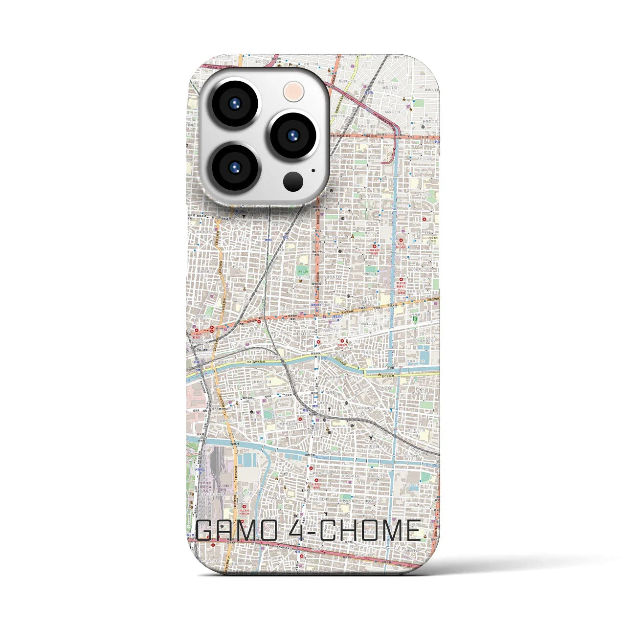 【蒲生四丁目(大阪府)】地図柄iPhoneケース(バックカバータイプ)