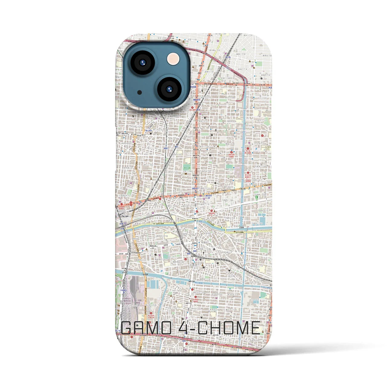 【蒲生四丁目(大阪府)】地図柄iPhoneケース(バックカバータイプ)
