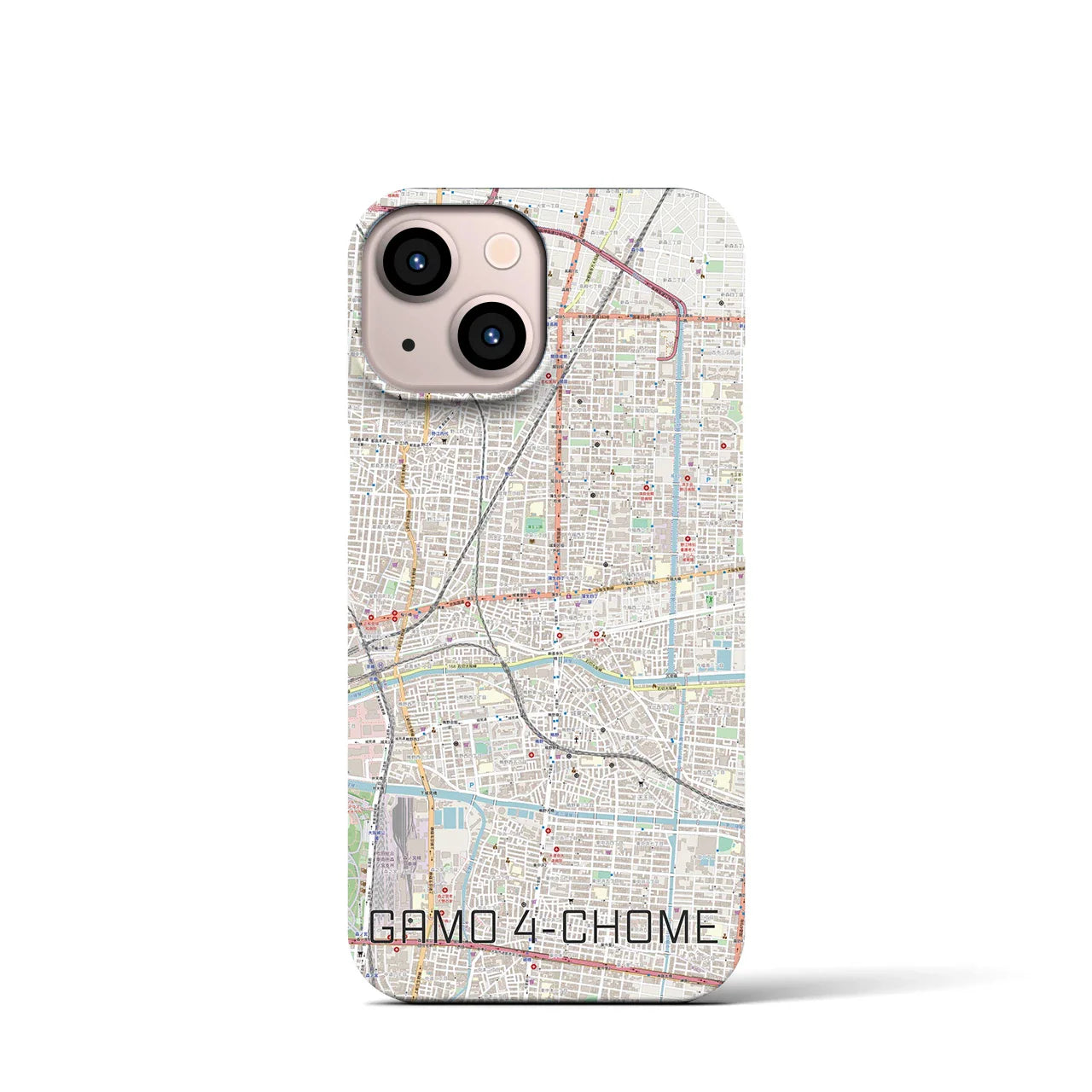 【蒲生四丁目(大阪府)】地図柄iPhoneケース(バックカバータイプ)