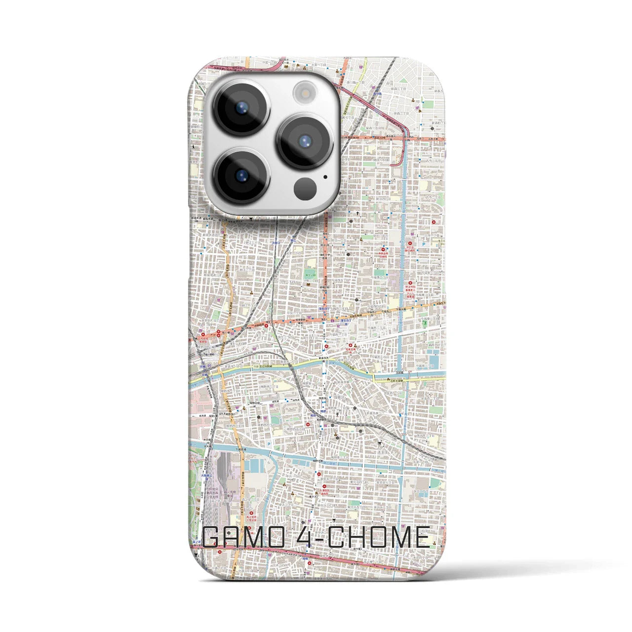 【蒲生四丁目(大阪府)】地図柄iPhoneケース(バックカバータイプ)
