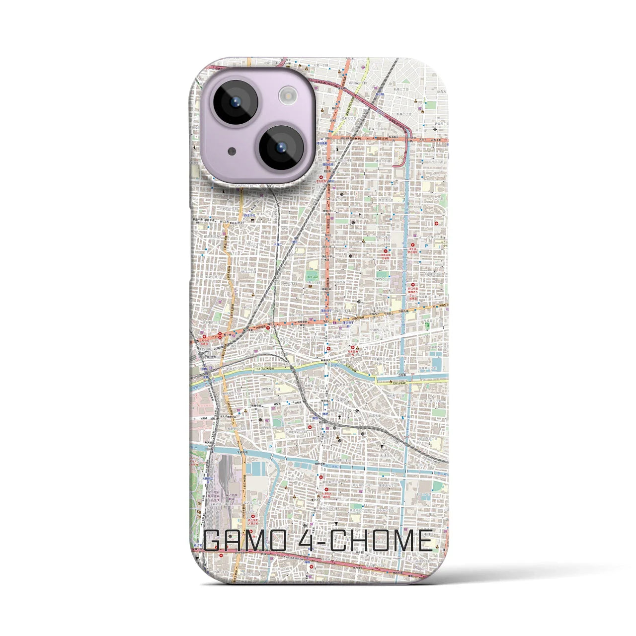 【蒲生四丁目(大阪府)】地図柄iPhoneケース(バックカバータイプ)