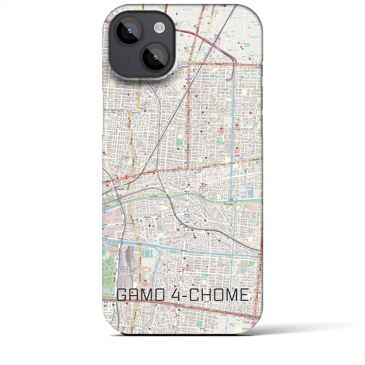 【蒲生四丁目(大阪府)】地図柄iPhoneケース(バックカバータイプ)