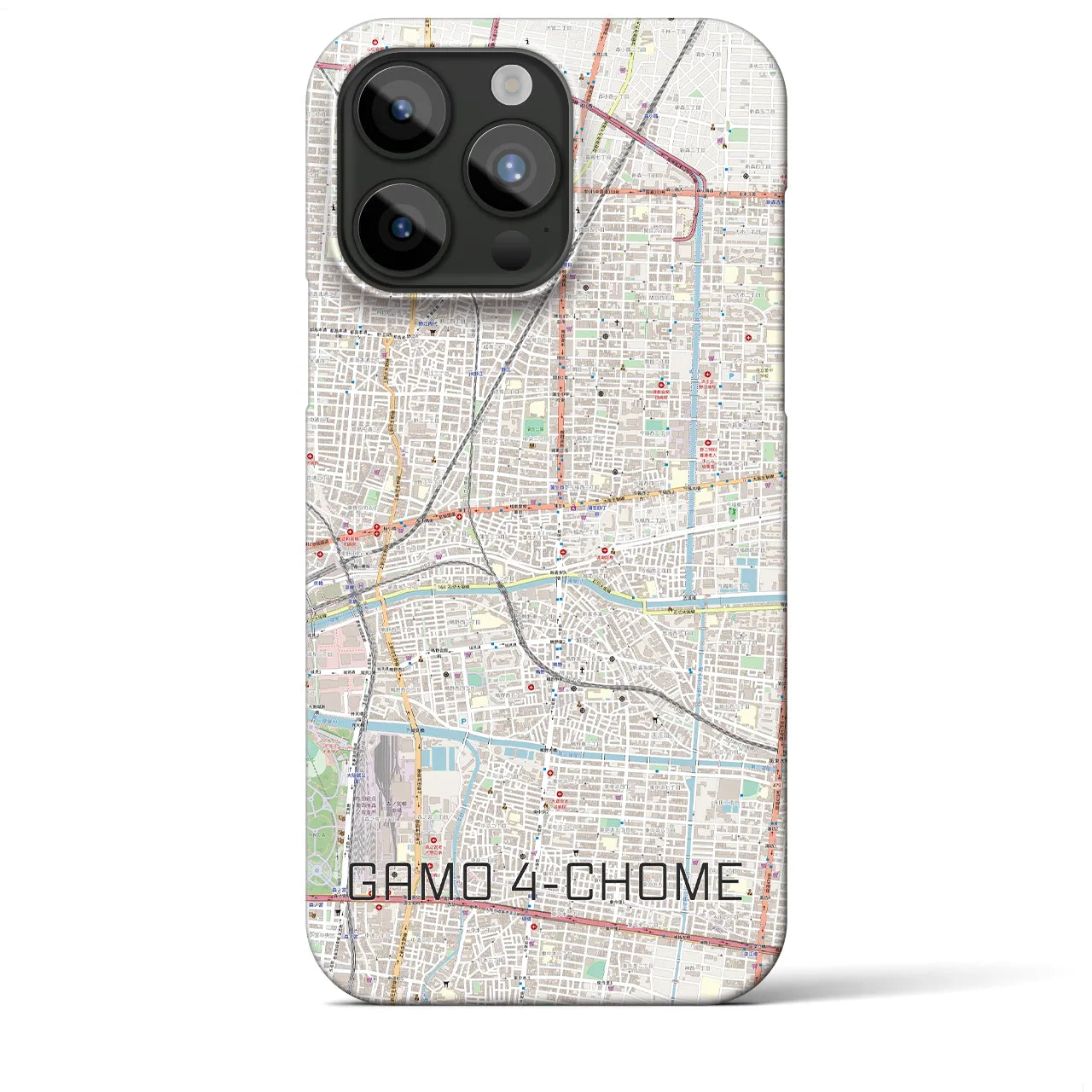 【蒲生四丁目(大阪府)】地図柄iPhoneケース(バックカバータイプ)