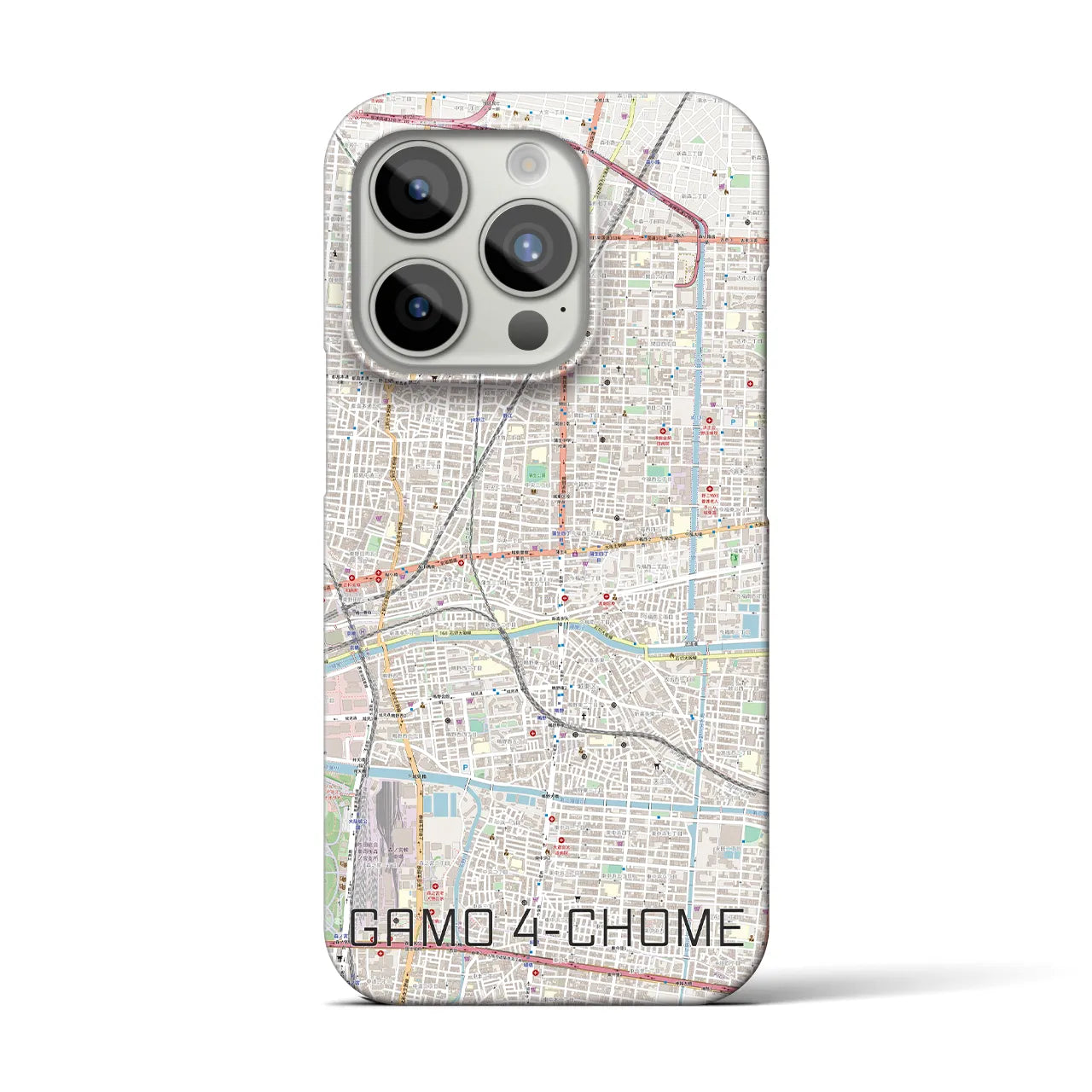 【蒲生四丁目(大阪府)】地図柄iPhoneケース(バックカバータイプ)