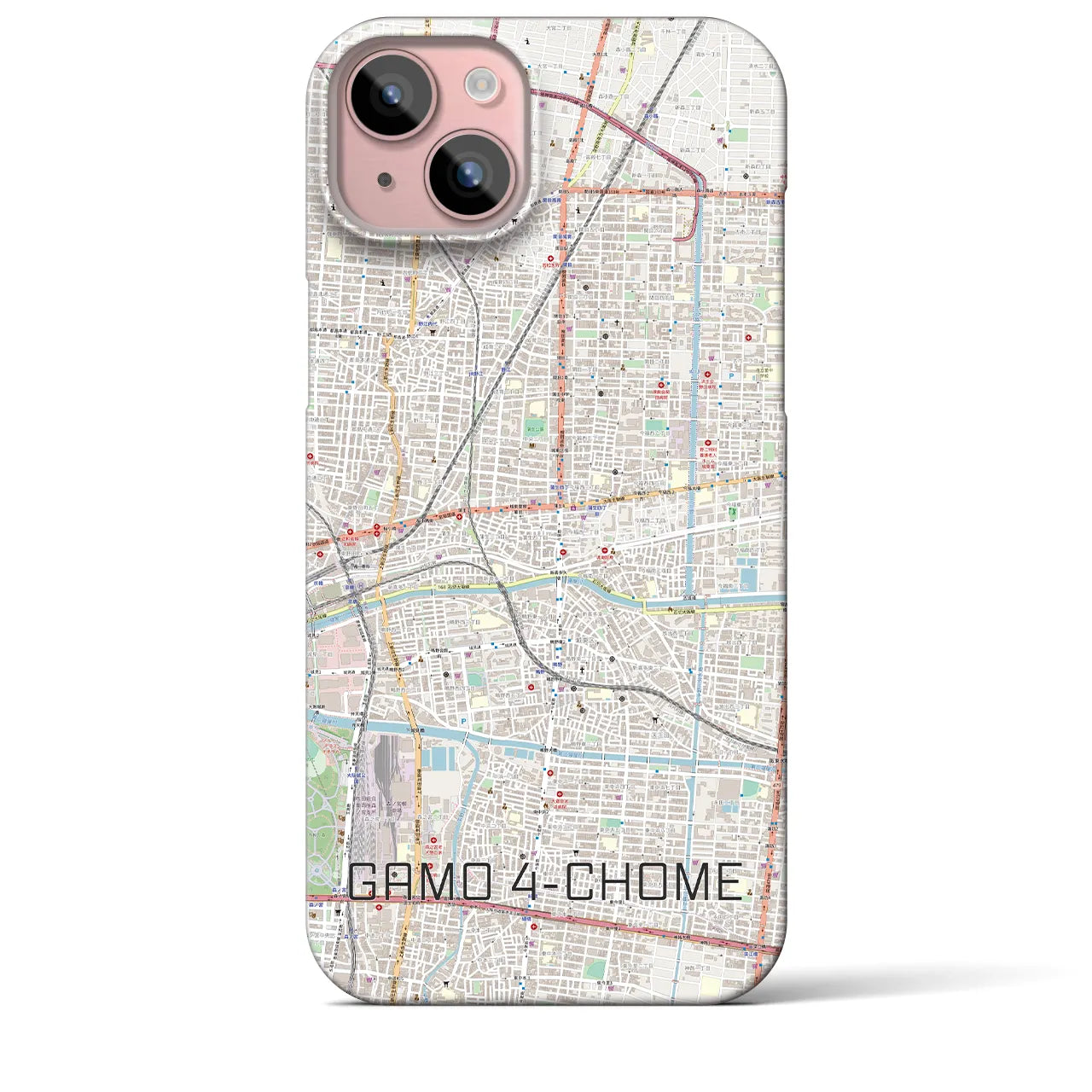 【蒲生四丁目(大阪府)】地図柄iPhoneケース(バックカバータイプ)