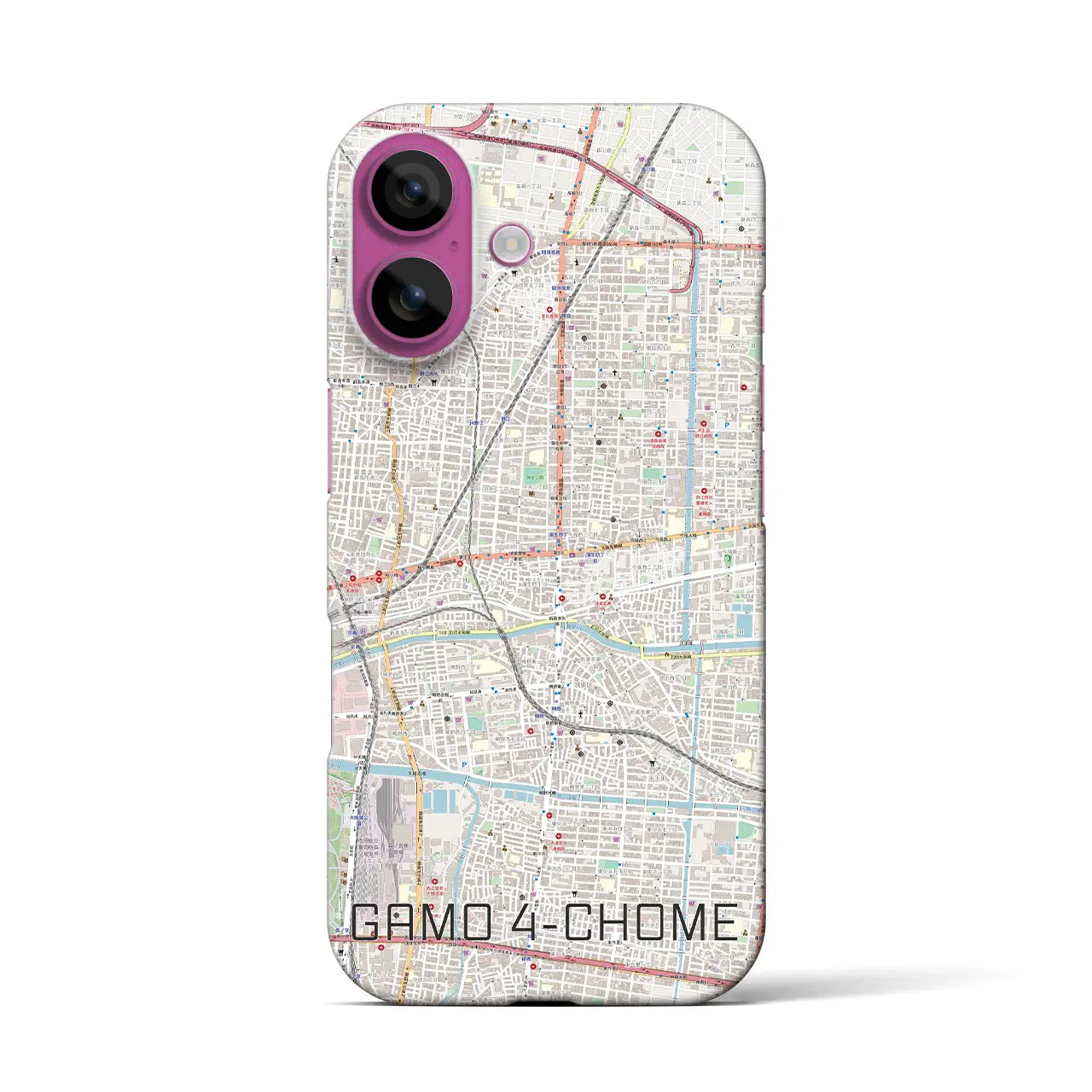 【蒲生四丁目(大阪府)】地図柄iPhoneケース(バックカバータイプ)