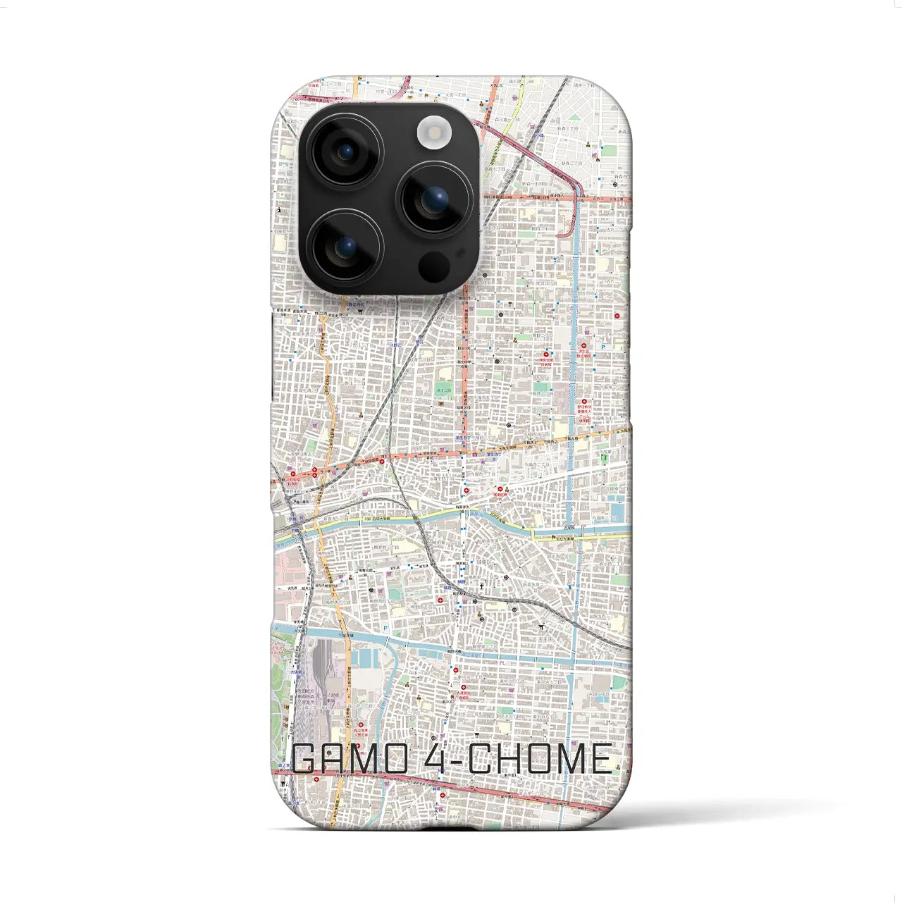【蒲生四丁目(大阪府)】地図柄iPhoneケース(バックカバータイプ)