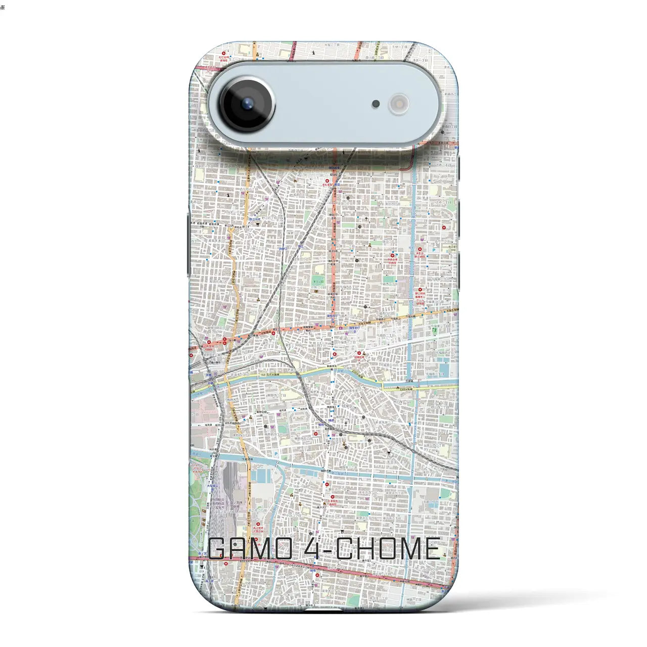 【蒲生四丁目(大阪府)】地図柄iPhoneケース(バックカバータイプ)