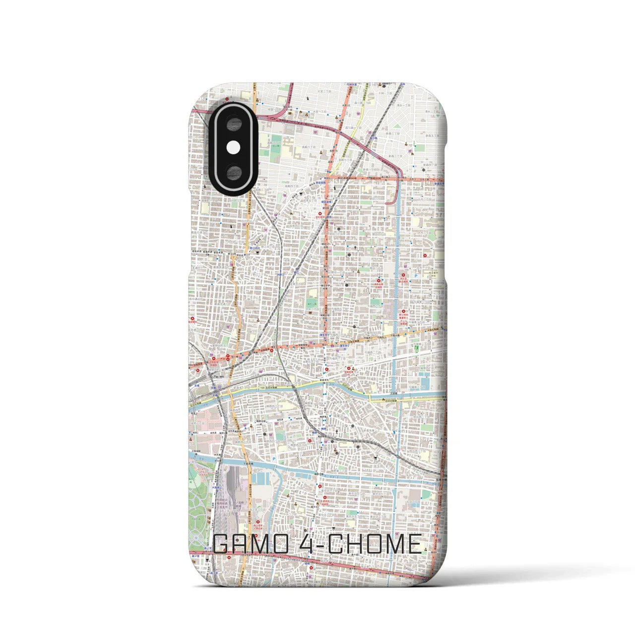 【蒲生四丁目(大阪府)】地図柄iPhoneケース(バックカバータイプ)