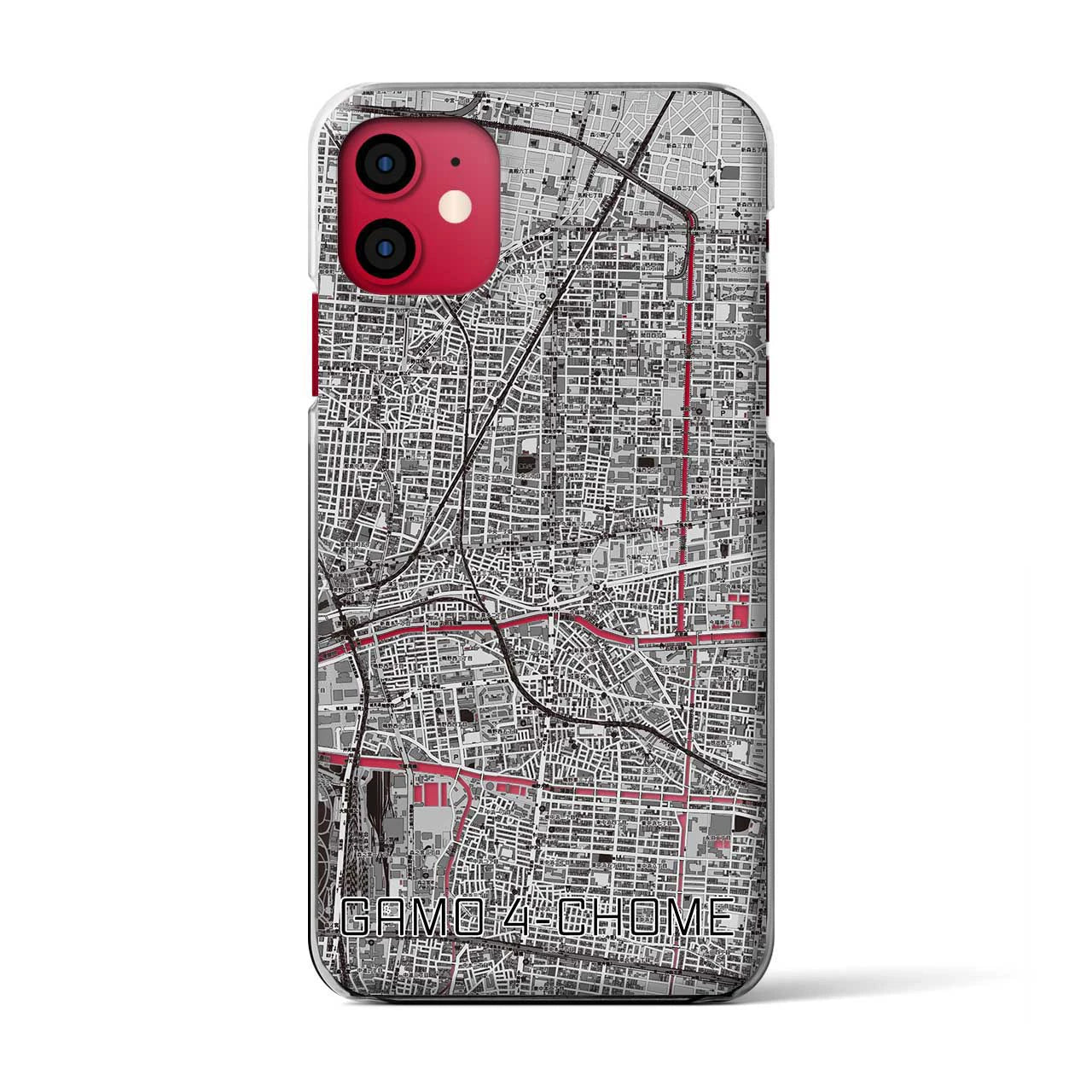 【蒲生四丁目(大阪府)】地図柄iPhoneケース(クリアタイプ)
