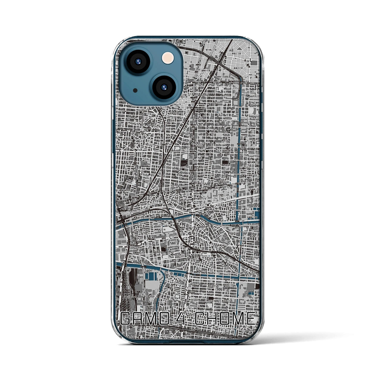 【蒲生四丁目(大阪府)】地図柄iPhoneケース(クリアタイプ)